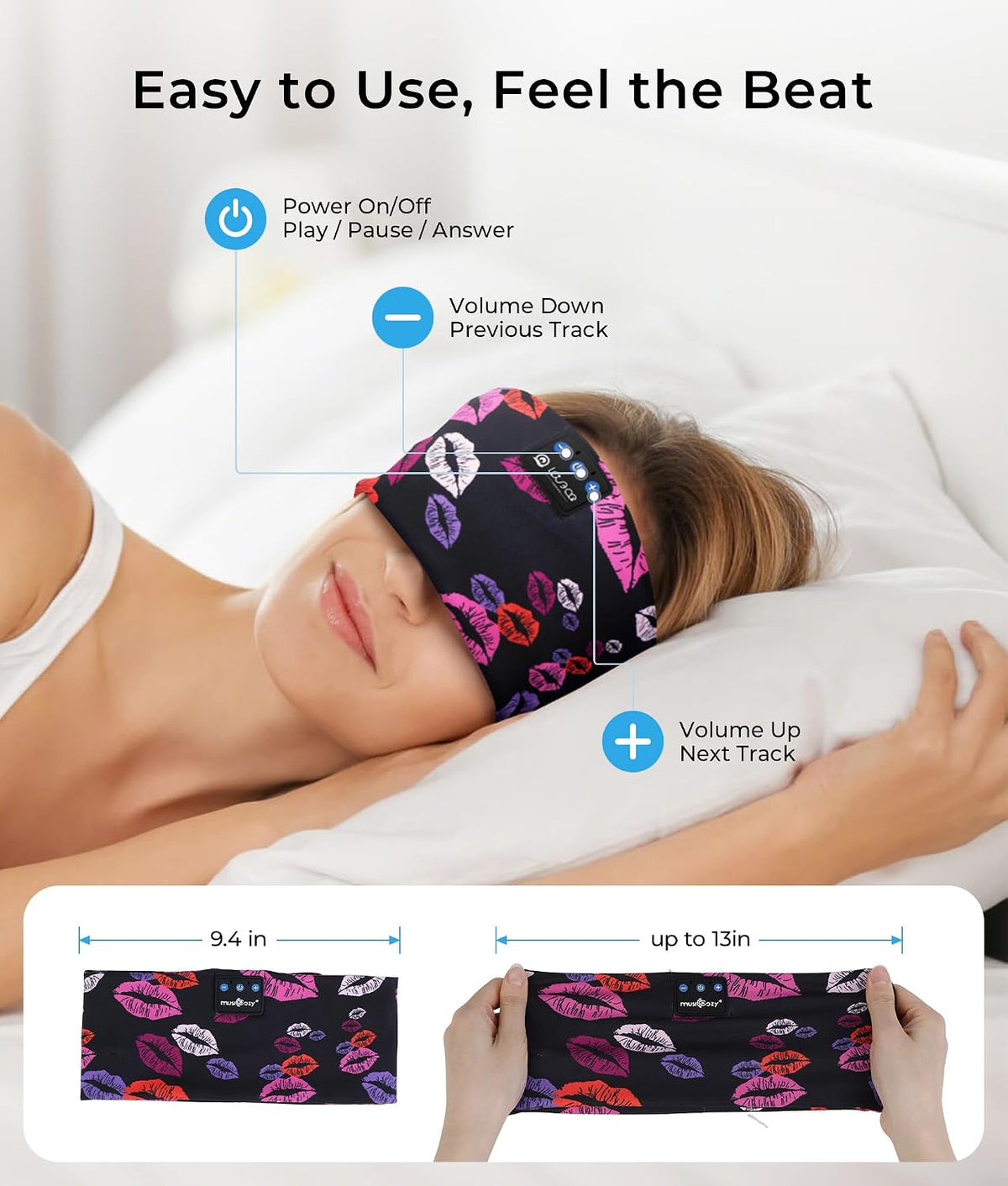 LOVE EYE Sleep Sport Headphones Wireless Bluetooth 5.4 Headband Headphone