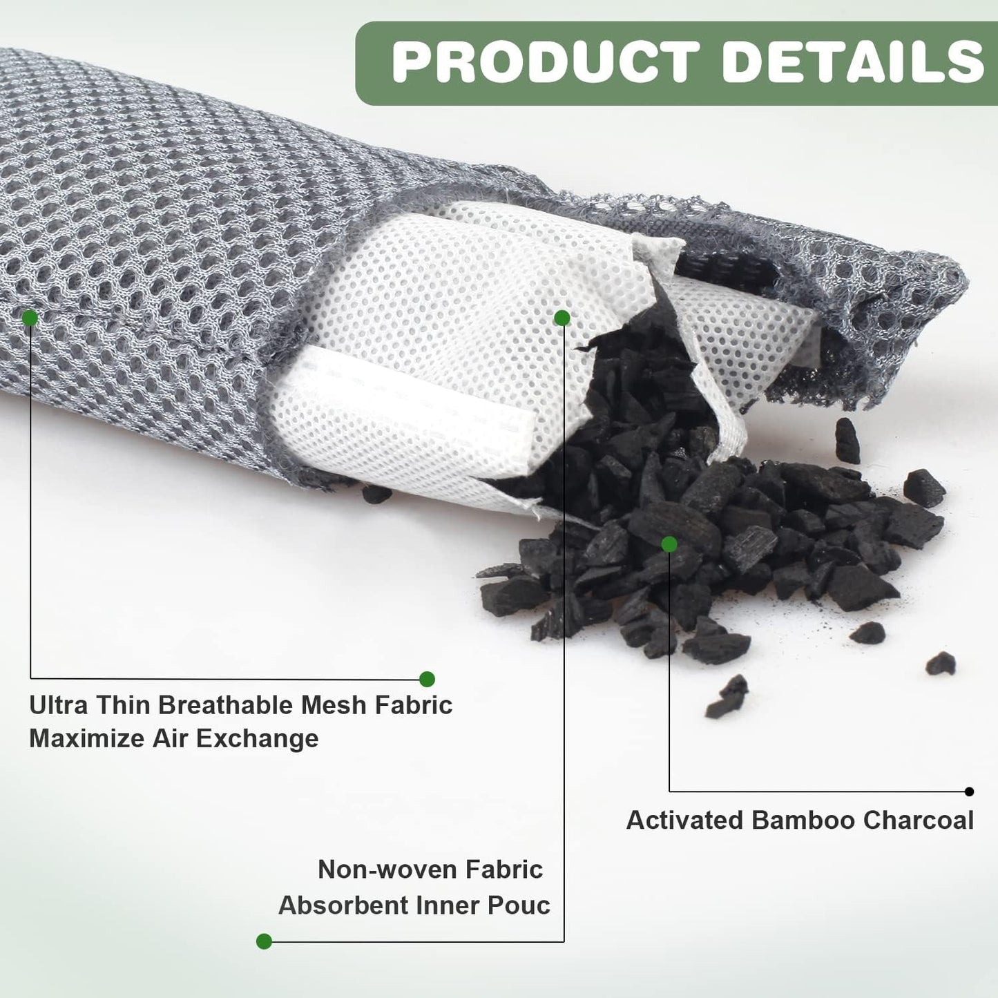 12 Pack Charcoal Shoe Deodorizer Bags inserts, Shoe Odor Eliminator,Drawer Deodorizers, Activated Charcoal Odor Absorber for Gym Bag, Car, Pet, Closet | 100% Natural Shoes Smell Remover，eliminates odor naturally,can be reused up to two years