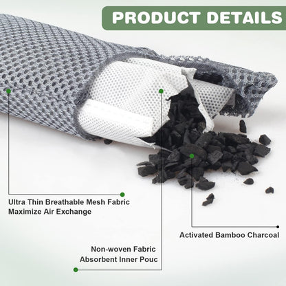 12 Pack Charcoal Shoe Deodorizer Bags inserts, Shoe Odor Eliminator,Drawer Deodorizers, Activated Charcoal Odor Absorber for Gym Bag, Car, Pet, Closet | 100% Natural Shoes Smell Remover，eliminates odor naturally,can be reused up to two years