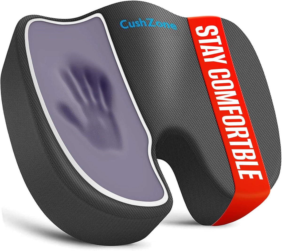 CushZone Seat Cushion Memory Foam Chair Pad for Office & Car, Black