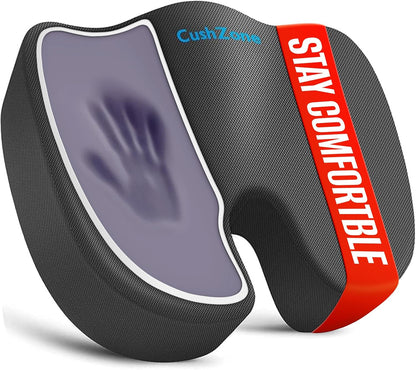 CushZone Seat Cushion Memory Foam Chair Pad for Office & Car, Black