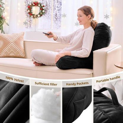 Sasttie Reading Pillows for Sitting in Bed Adult, Back Pillow Bed Sitting Up, Back-Rest Support Cushion for Sit Up on Couch, Sofa, and Floor, Dorm Essentials, Oeko-Tex Certified, Dark Grey