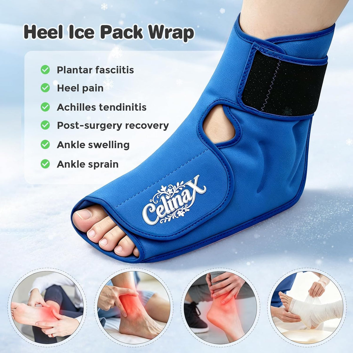 Ankle Ice Pack Wrap, Heel Ice Pack Wrap for Plantar Fasciitis Relief