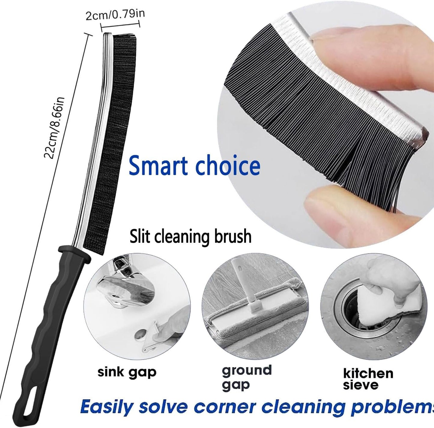 Crevice Cleaning Brush Set, Hard Bristle Gap Cleaning Tool, Ultra-Fine Nylon Deep Scrub Brushes for Window Tracks, Bathroom Grout, Sliding Doors & Sink Detailing,6-Pack