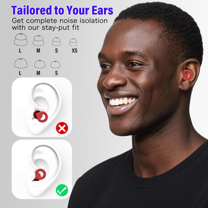 Ear Plugs for Sleeping Noise Cancelling, Reusable 35-46dB Noise Reduction Earplugs with 7 Silicone Ear Tips & Carry Case, Comfortable Hearing Protection for Sleep, Work, Study, Travel & Concerts White