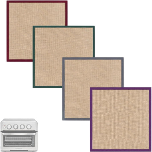 4 Pack Oven Liners for Bottom of Oven for Cuisinart TOA-60/65/70 | Heat resistant mat up to 450°F, food grade silicone baking mat, dishwasher safe, 11.4 x 10.2 in, 0.25 cm thick, reusable