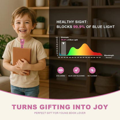 Rechargeable Kids Book Light, Cute Bookmark Reading Light for Kids, Dimmable Portable LED Book Light for Reading in Bed, Eye-Caring Bedtime Reading Lamp for Children & Travel, Brown