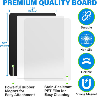 Magnetic Dry Erase Menu Board for Fridge (16x12) - Weekly Meal Planner Blackboard w/ 4 Magnetic Chalk Markers & Wiping Cloth - Chalkboard Organizer for Dinner Menus & Grocery Lists by Yes4Quality