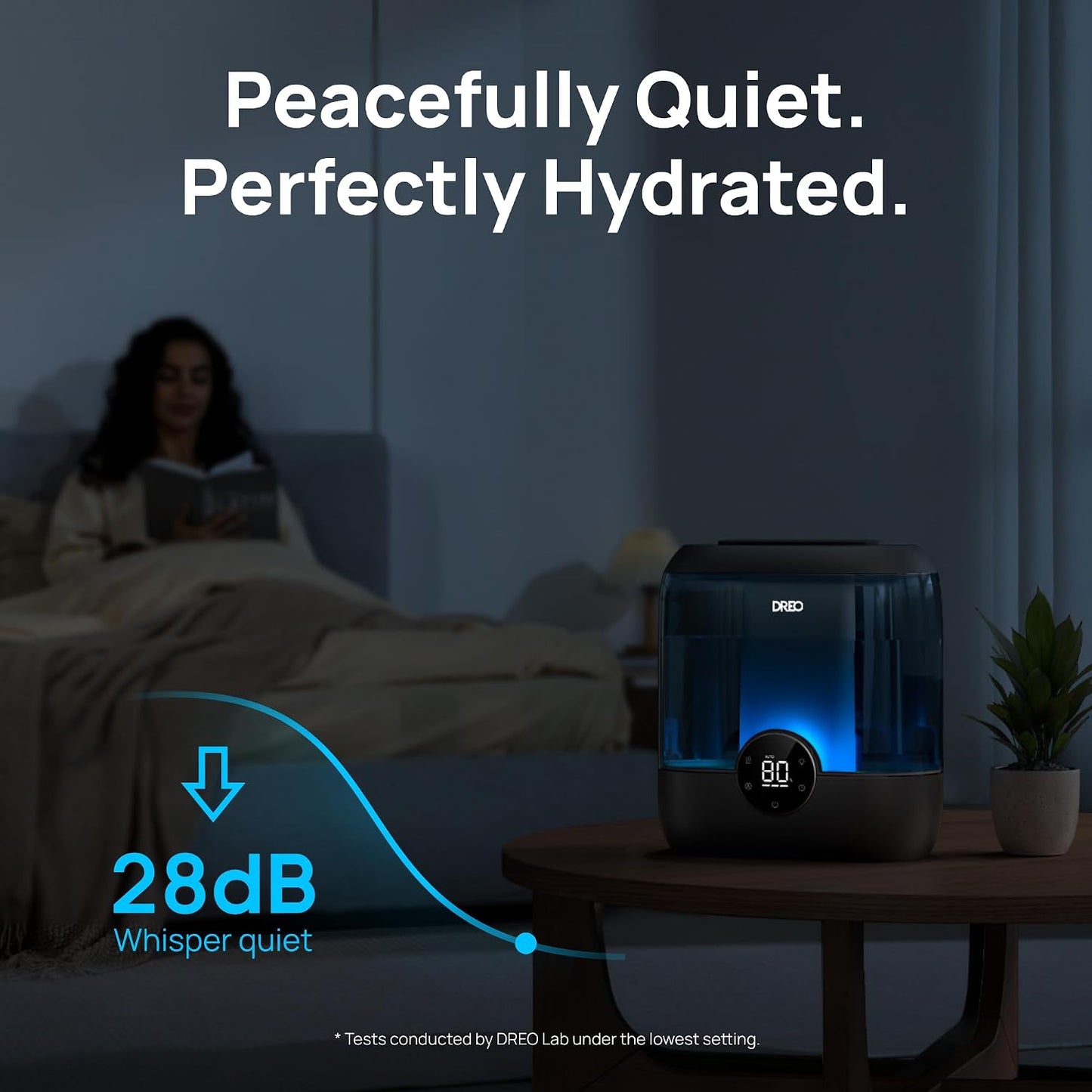 DREO 6L Smart Humidifiers for Bedroom, Large Room, 60H Runtime, Quiet 28dB | Top Fill Supersized Cool Mist Humidifier for Plants, Indoor, Home, Night Light, App/Touch/Voice Control, Black