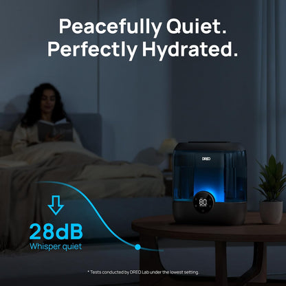 DREO 6L Smart Humidifiers for Bedroom, Large Room, 60H Runtime, Quiet 28dB | Top Fill Supersized Cool Mist Humidifier for Plants, Indoor, Home, Night Light, App/Touch/Voice Control, Black