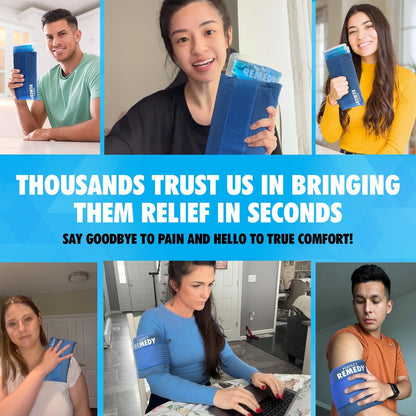 Perfect Remedy Gel Ice Packs for Injuries with Strap Cover, Flexible Hot Cold Compress, Soothing Soft Ice Packs for aid in Injuries Conditions, Alternative to Hot Water Bottles (Blue, Regular)