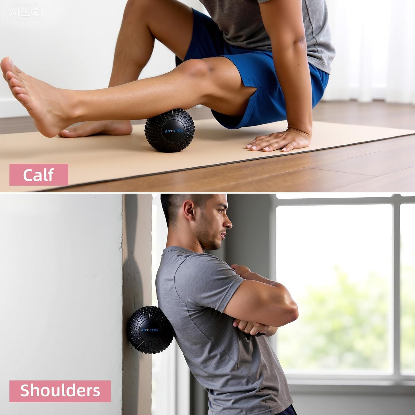 8 Inch Large Peanut Massage Ball Roller for Large Muscle Groups, Deep Tissue Double Massage Ball for Neck,Back,Leg,Low Back,Peanut Myofascia Release Ball for Muscle Knots&Physical Therapy