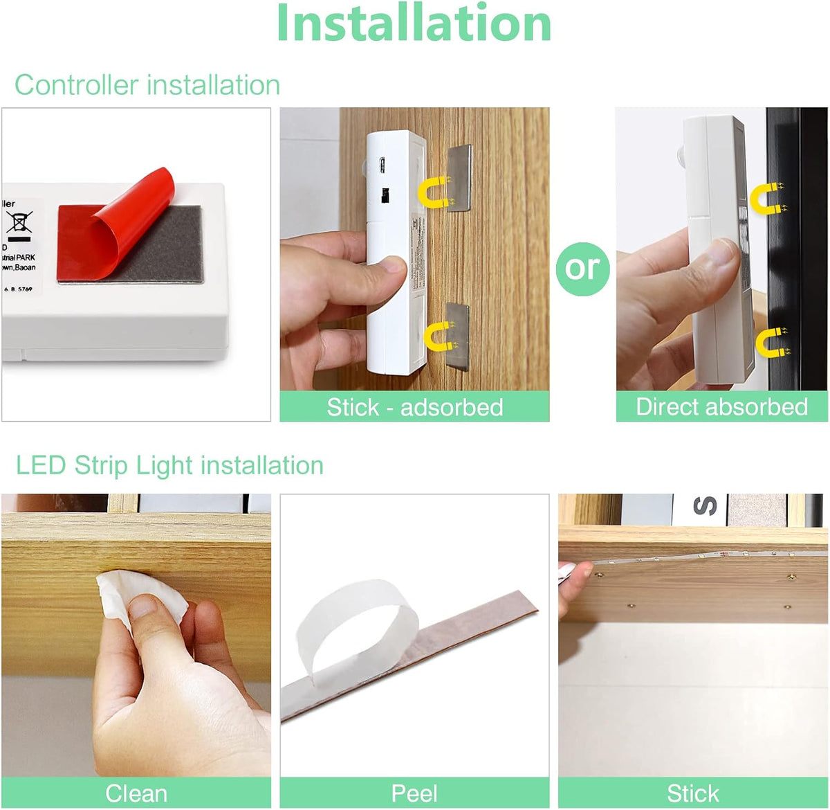 WOBANE Motion Sensor Stair Strip Lights,Rechargeable LED Closet Light,White