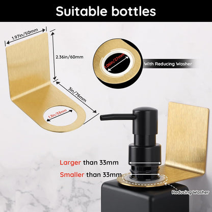 Segbeauty Stainless Adhesive Shampoo Bottle Holder, Dia 1.3inch 3.3cm Non-Drill Soap Dispenser Holder Set Silver, 3pcs Rustproof Shampoo Holder for Shower, Bottle Wall Mounted Rack for Toilet Kitchen