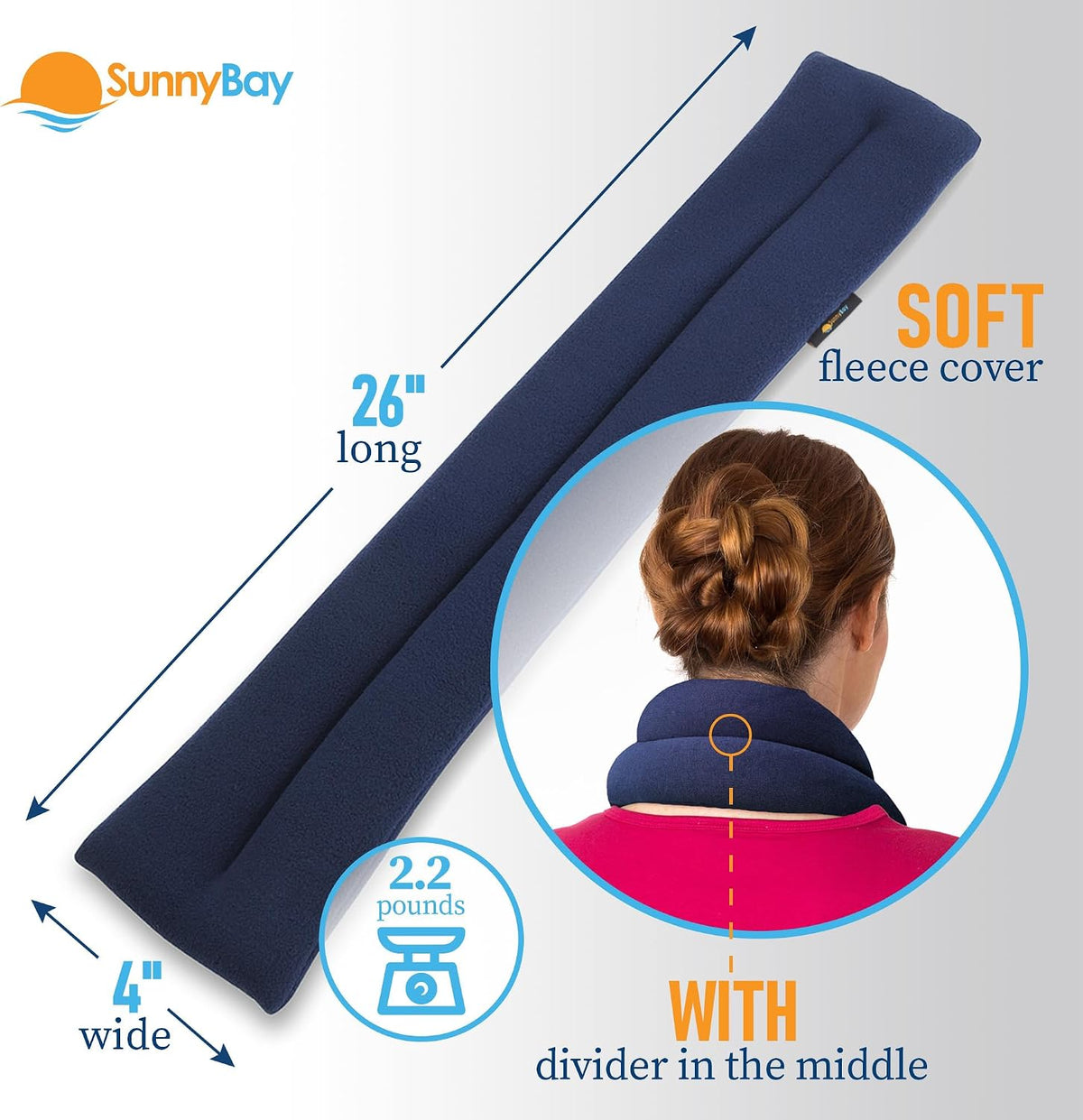 SunnyBay Microwavable Heating Pad for Neck and Shoulder, Heated Neck Wrap, Microwave Heat Pad, Weighted Beanbag Moist Hot or Cold Compress, 2.2 lbs, 26x4 Inches, London