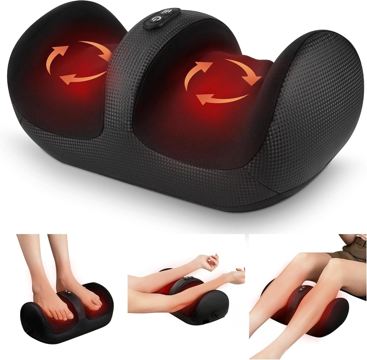 Nekteck Foot Massager with Heat & Foot Roller, Shiatsu Calf Leg Massager | for Circulation and Neuropathy Pain Relief for Feet Care Home Office Gadgets Relaxing Massage Tools Gifts for Women Men Dad