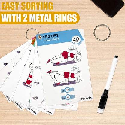 Bodyweight Workout Cards for Women & Men-50 Bodyweight Workout Cards，Includes 2 Rings& Dry-Erase for Easy Organization-Home, Gym or Studio (Bodyweight)