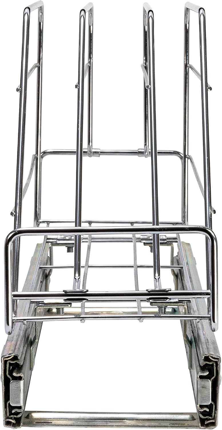 Household Essentials Glidez Multipurpose Chrome-Plated Steel Pull-Out/Slide-Out Storage Organizer for Cookware and Bakeware - 2-Tier Design - Fits Standard Size Cabinet or Shelf, Chrome