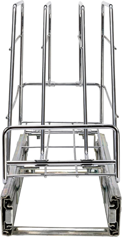 Household Essentials Glidez Multipurpose Chrome-Plated Steel Pull-Out/Slide-Out Storage Organizer for Cookware and Bakeware - 2-Tier Design - Fits Standard Size Cabinet or Shelf, Chrome