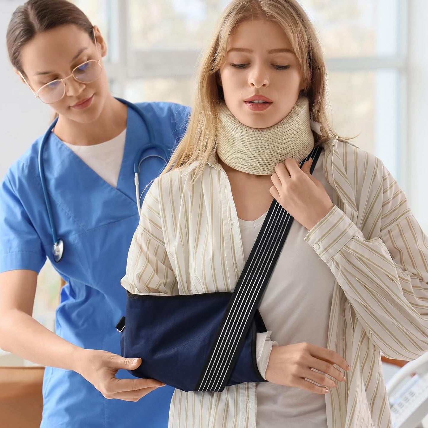 Geiserailie Ice Pack Strap Stretchable, 4 Size Elastic Reusable Ice Belt Extender, Adjustable Hook and Loop Extension Straps Add Length to Most Hot Cold Therapy (4 Pcs,Blue)