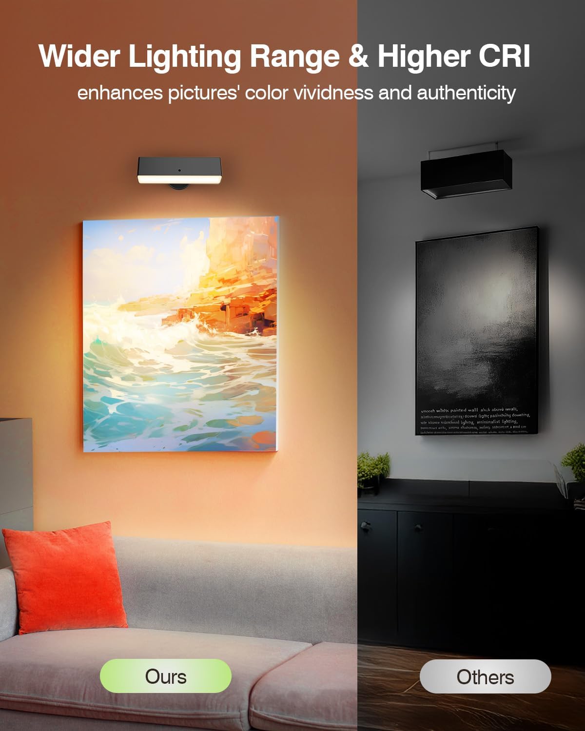 iThird Battery Operated Wall Sconce Set of 2, Gold Rechargeable | Type-C 5V 1A charging, 360° rotation, 3000K/4000K/6000K, remote and button control