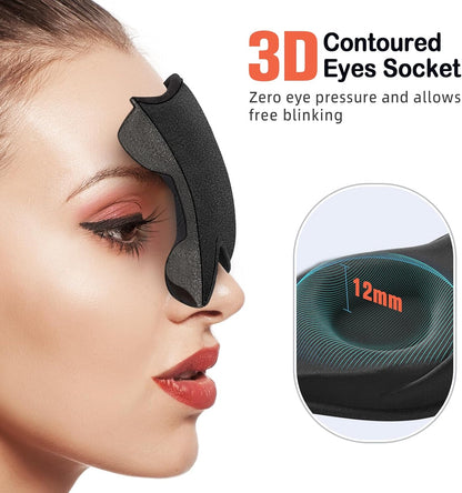 LitBear Sleep Mask for Side Sleeper Women Men, Eye Mask for Sleeping | Light Blocking 3D Contoured Sleeping Mask, Soft Breathable Sleep Eye Mask with Adjustable Elastic Strap for Travel, Black