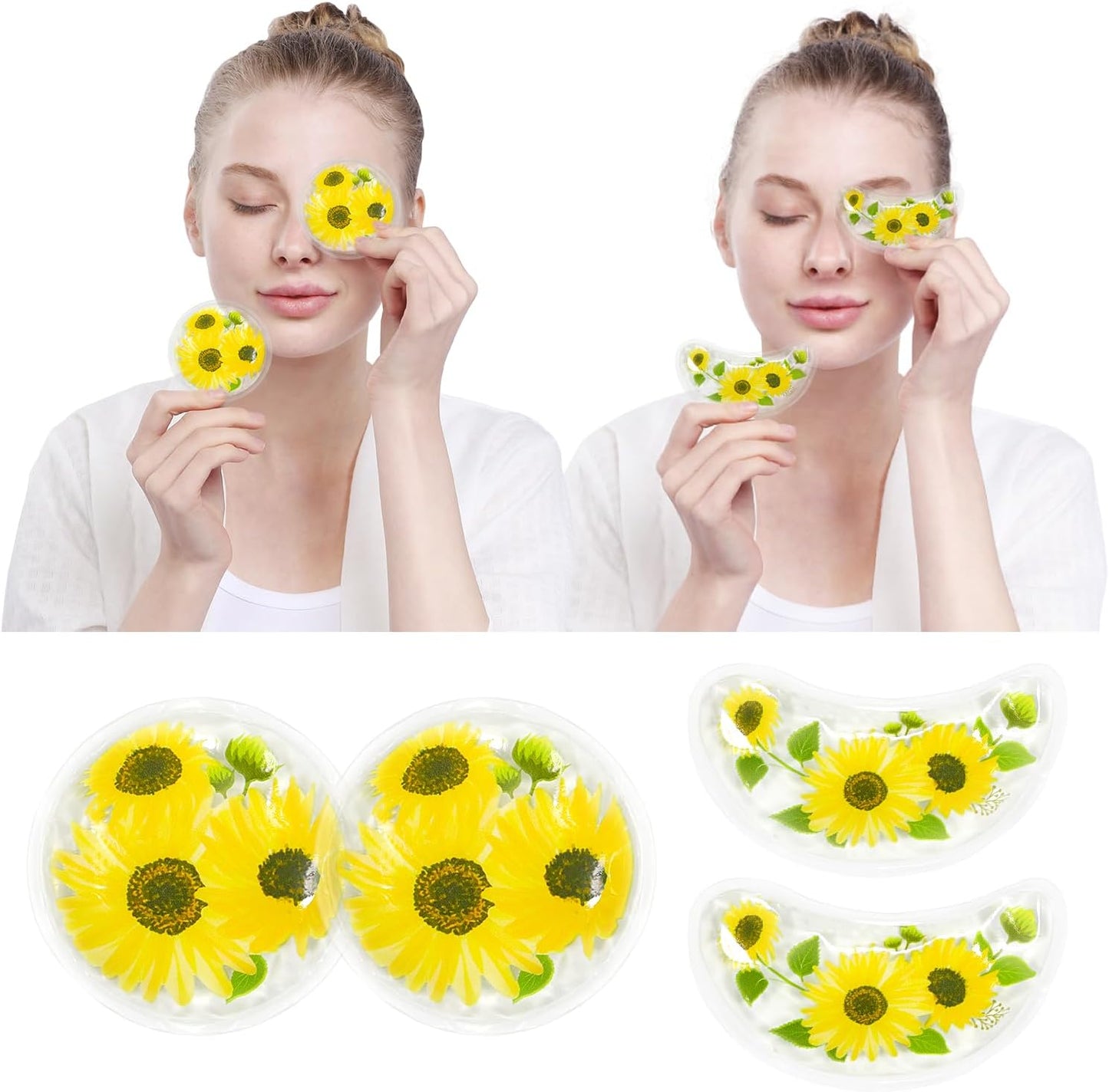 4PCS Gel Eye Ice Pack Set Reusable, Cold and Hot Compress for Eyes, Ice Pack for Eyes, Cooling Eye Pads for Eye Strain, Swelling, Redness, Dark Circles, Puffy Eyes, and Eye Recovery Surgery.