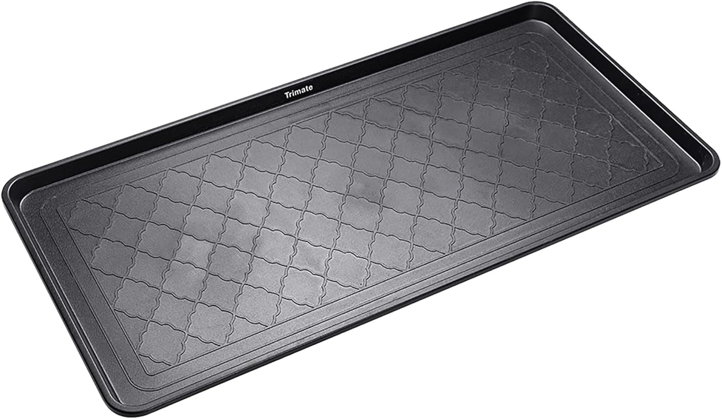 All Weather Boot Tray Extra Large 40"x20" - Brown Plastic Shoe Mat | Multi-purpose mudroom entryway tray with 1.25" raised edges - fits shoes, pet bowls & plants - 100% recycled polypropylene