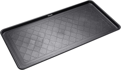 All Weather Boot Tray Extra Large 40"x20" - Brown Plastic Shoe Mat | Multi-purpose mudroom entryway tray with 1.25" raised edges - fits shoes, pet bowls & plants - 100% recycled polypropylene