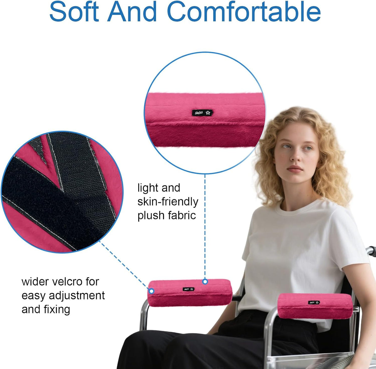 SPRING SEAON Wheelchair Armrest Pads Covers Fuzzy Desk Chair Arm Pads Soft