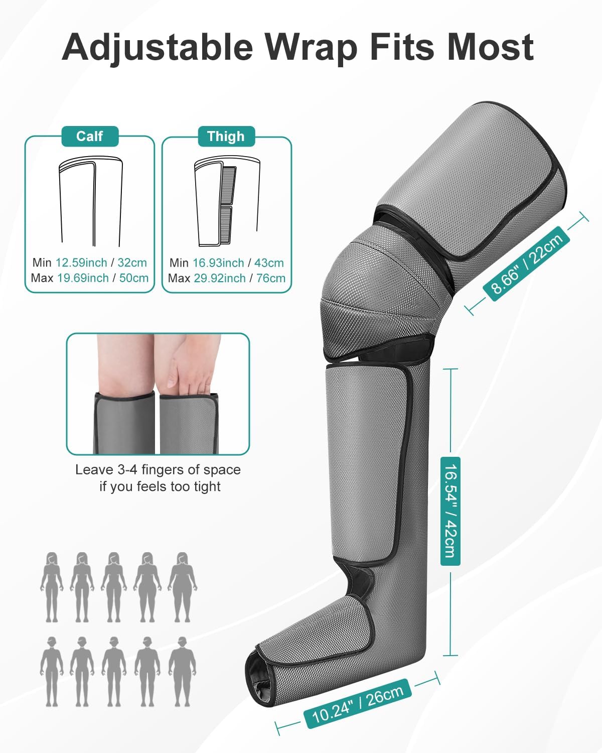 Nekteck Leg Compression Massager for Circulation and Relaxation | FSA Eligible HSA Foot and Calf Massage, 2 Modes, 3 Intensities, 20 Mins Auto-Off, Hand-held Controller, Adjustable Leg Wraps