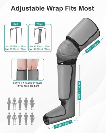 Nekteck Leg Compression Massager for Circulation and Relaxation | FSA Eligible HSA Foot and Calf Massage, 2 Modes, 3 Intensities, 20 Mins Auto-Off, Hand-held Controller, Adjustable Leg Wraps