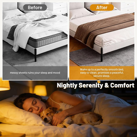 Fitted Bed Sheet Holders for Corners, Anti-Slip Lock Clips Keep Sheets Firm & Tight, Patent Design Adjustable Angle for Mattress Topper Pad of Home Hospital Hotel, Easy Installation, New Year's Gift