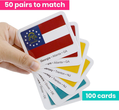 Menique Explore the World Memory Matching Game – Geography Game with 100 Photo Cards, 50 Countries, Flags & Landmarks – Travel Card Game with Educational Booklet, Ages 3+