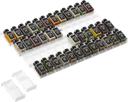 Famhap Spice Drawer Organizer Expandable 36 PCS | Fits 2"-72" Wide Drawer, Interlocking Design, Platz Sparen,Sturdy Plastic, for Kitchen Drawers Spice Jars