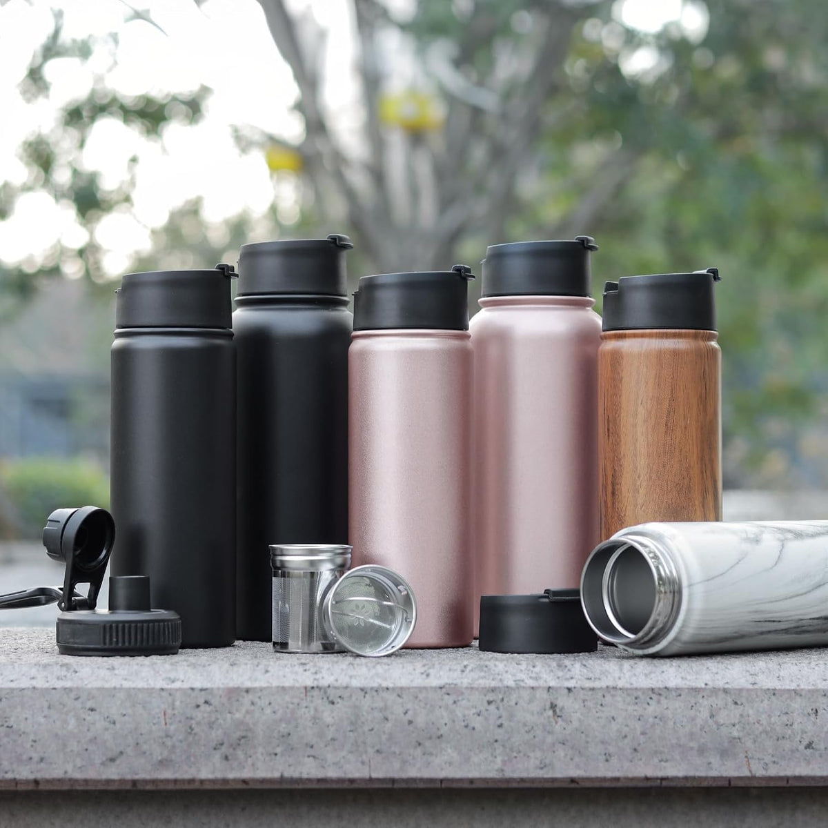 Sivaphe Infuser Travel Mug with Removable loose leaf Tea Strainer Tea Filter Water Bottle 18/8 Stainless Steel Insulated Tumbler for Women Rosegold
