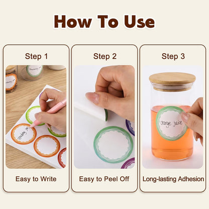 360 Pcs Canning Jar Labels, 2 Inch Round Removable Stickers, 6 Colors | Writable Labels, Easy Peel, No Residue, For Jars, Bottles, Pantry, Meal Prep, Gift Wrap And Party Favors