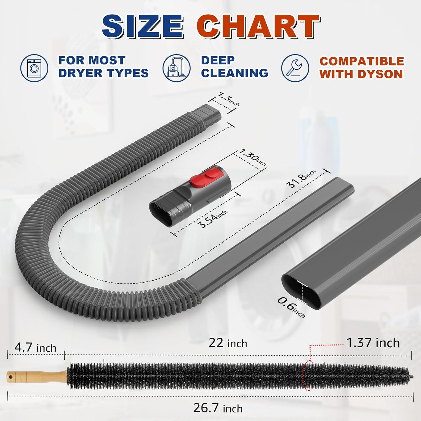 Sealegend Dryer Lint Vacuum Attachment Hose Compatible with Dyson V15 V12 V11 V10 V8 V7 Gen5 Cordless Vacuum Cleaner, Flexible Dryer Vent Cleaner Kit Lint Removal Tool Purple | Multi-use Vacuum Hose Compatible with Dyson V15 V12 V11 V10 V8 V7 Gen5