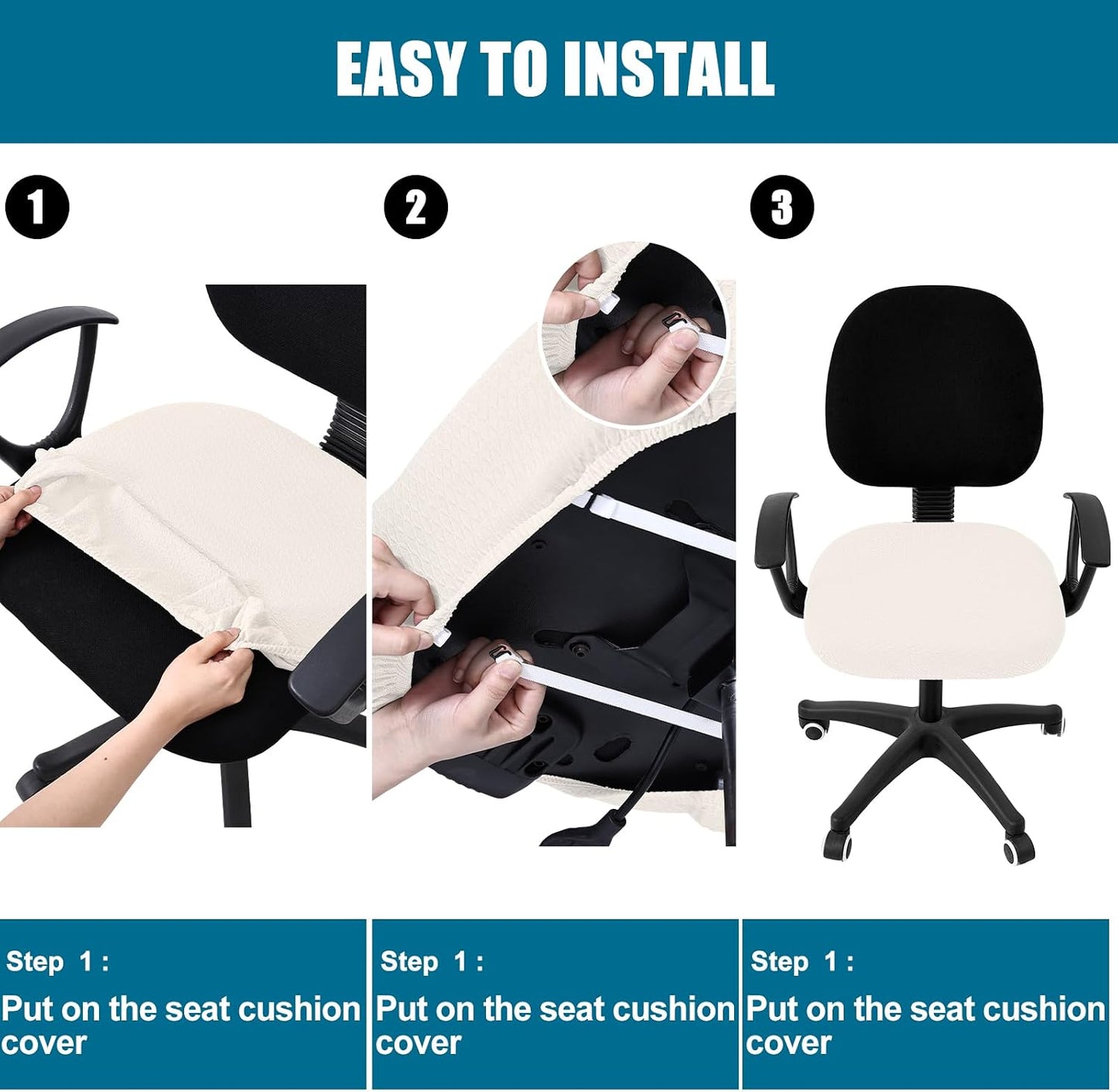 Smiry Office Computer Chair Armrest Covers, 2PCs Anti-dust Arm Rest Pad | Removable Washable Desk Chair Arm Pad Covers, Grey