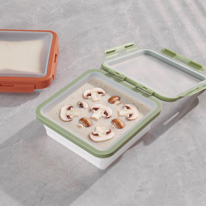 Reusable Silicone Food Storage Container with Lid Avocado Saver, Onion Keeper, Silicone Kitchen Organizers for Fridge
