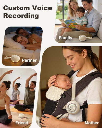 White Noise Sound Machine with Voice Recording, 16 Soothing Sounds Portable Noise Machine, Night Light, Timer, Rechargeable White Noise Machine for Sleeping Nursery Home Office Travel