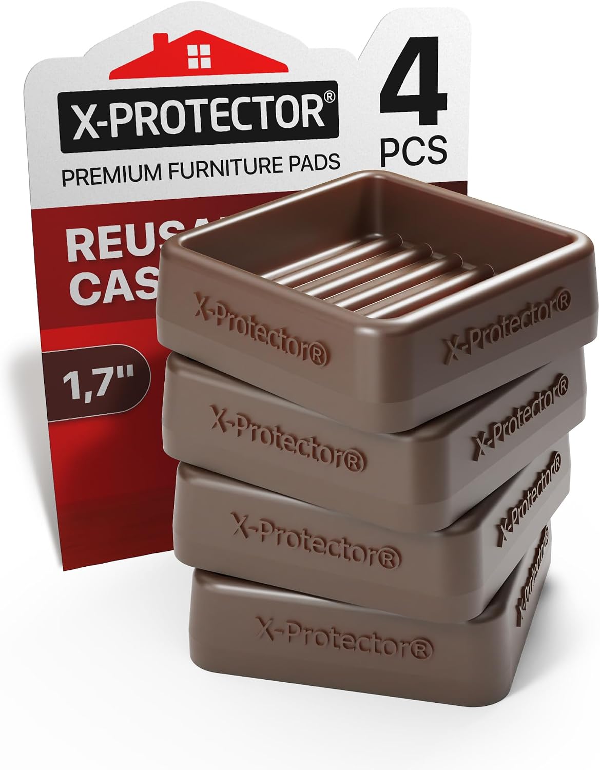 Furniture Cups X-PROTECTOR – 1.7" Caster Cups 4 PCS – Furniture Coaster | Ideal Bed Stoppers – Non Skid Furniture Pads with a Perfect Design – Lined Rubber Furniture Pads - Protect Any Flooring!