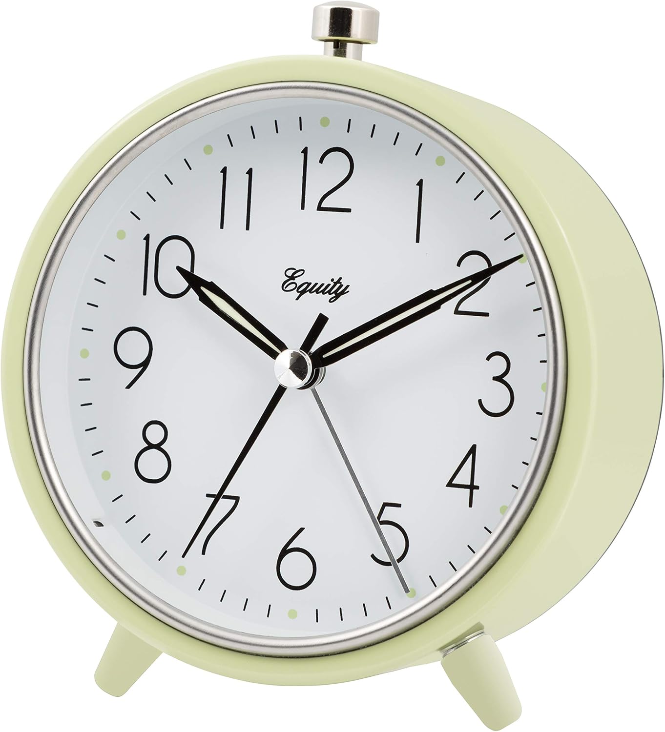 Equity 5" Silent Sweeping Quartz Metal Alarm Clock-Light Green (Model 20090)