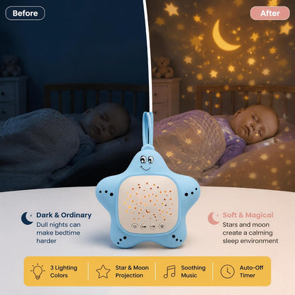 Portable White Noise Sleep Soother Baby Sound Machine with Star Projector
