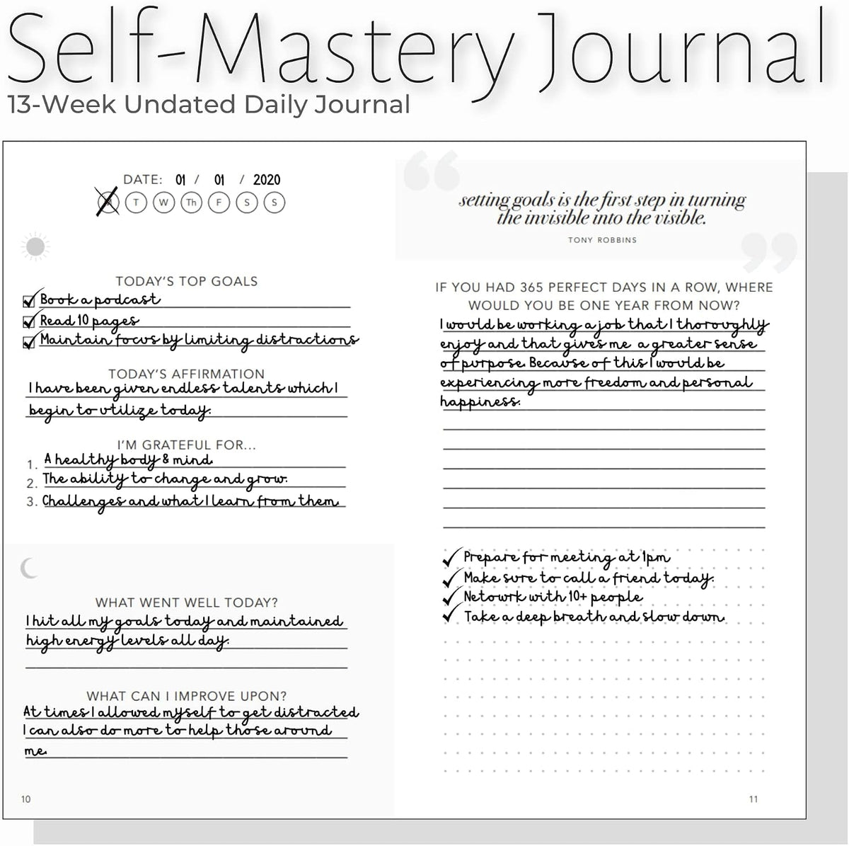 Self-Mastery Journal for Men with Prompts - 13 Week Guided Gratitude Journal - 5 Minute Journal - Reflection Manifestation Journals for Mindfulness - Self Care Journal - Goal Journal for Women & Men