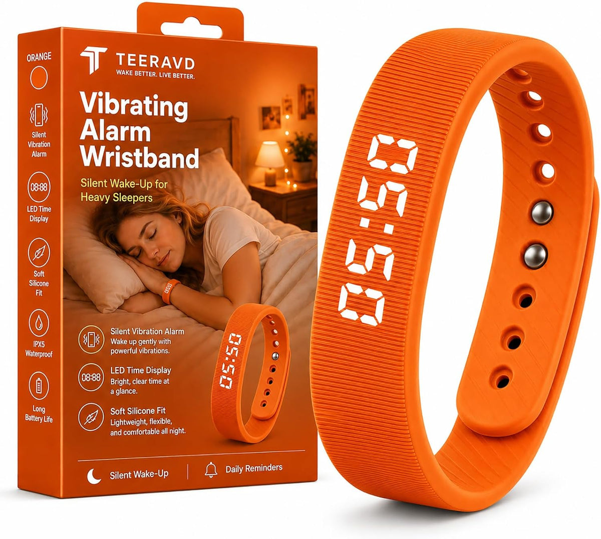 Vibrating Alarm Wristband Clock for Heavy Sleepers Wake Band Wrist Watch Silent Vibration Bracelet Loud Adults Strike Deaf People Despertar with that Won't Partner Extremely Deep