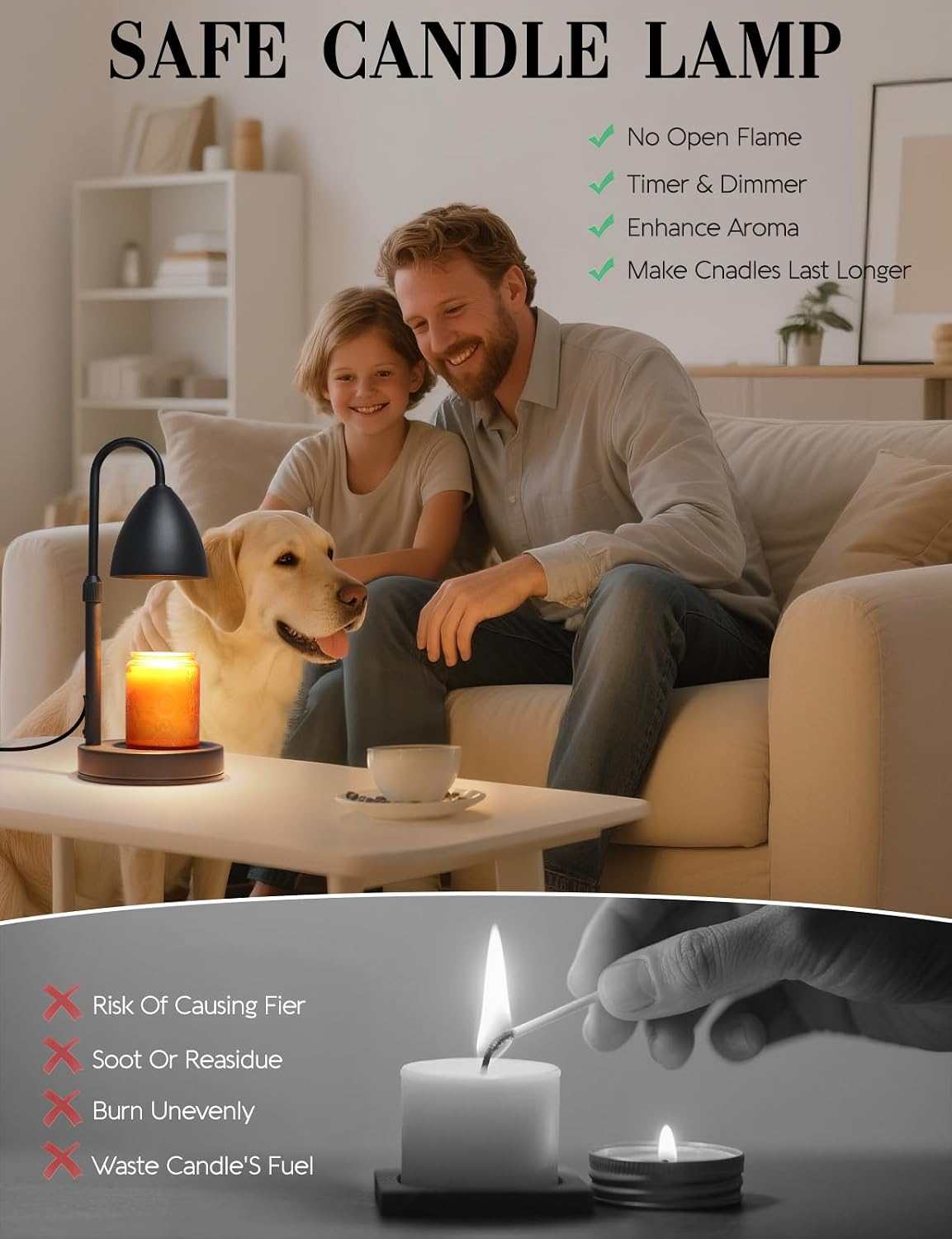 Candle Warmer Lamp with Timer Dimmer, Home Decor for Birthday Gifts Women