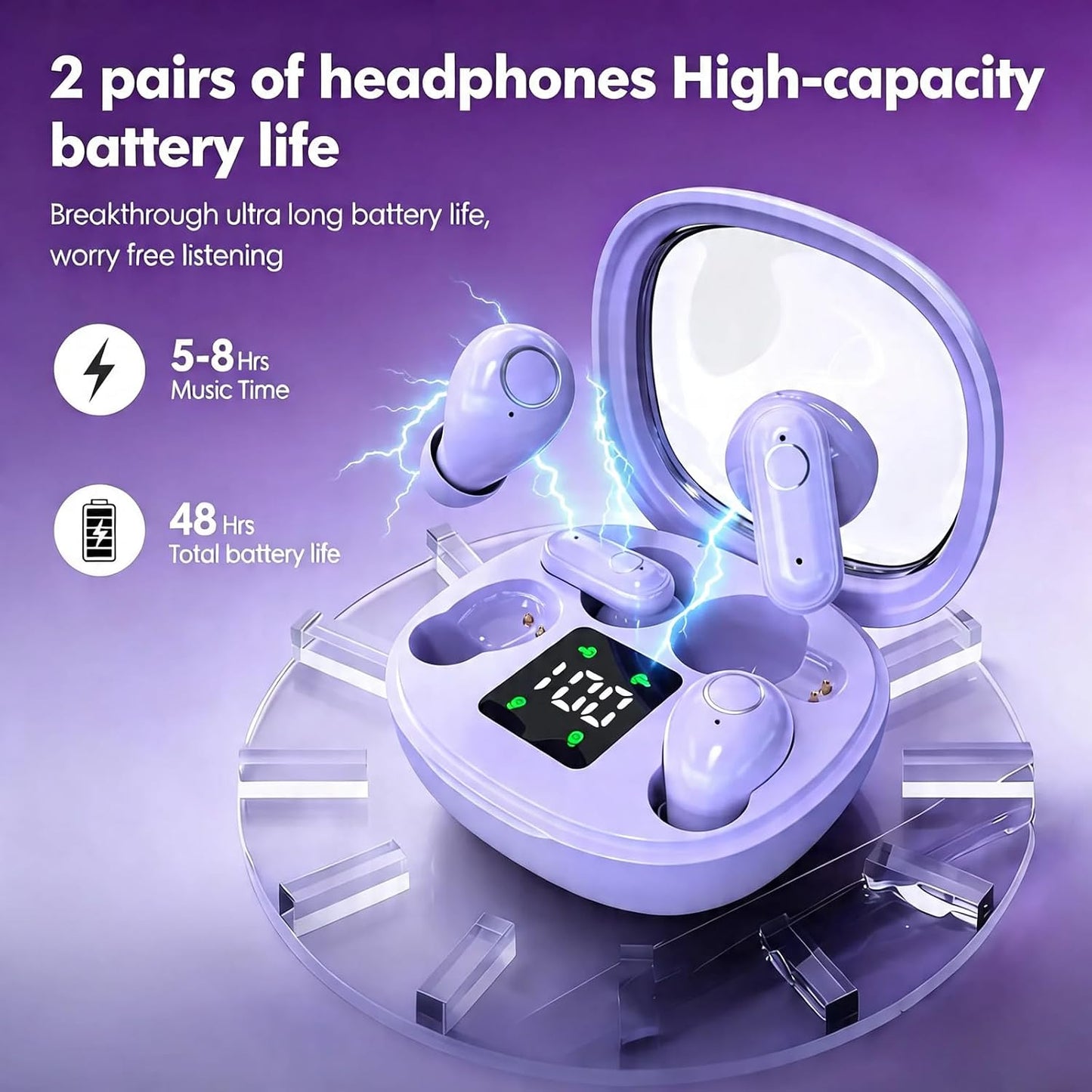 Mini Wireless Sleep Earphones, Designed for Side Sleepers – Invisible Flat Earbuds, Comfortable for Small Ears, Discreet in-Ear Design, Skin-Friendly, Ideal for Women and Work Use (Black)