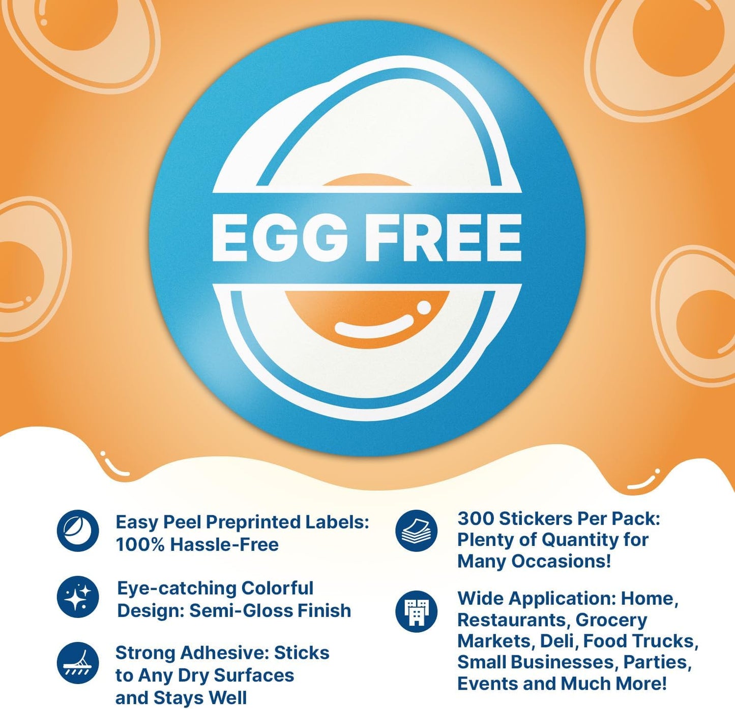 Dairy Free Food Labels Stickers - 1.5" Round Food Allergy Warning Meal Choice Label Stickers for Restaurant Deli Grocery Store Food Packaging, Strong Adhesive & Easy Peel (300 Labels on Sheet)