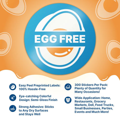 Dairy Free Food Labels Stickers - 1.5" Round Food Allergy Warning Meal Choice Label Stickers for Restaurant Deli Grocery Store Food Packaging, Strong Adhesive & Easy Peel (300 Labels on Sheet)